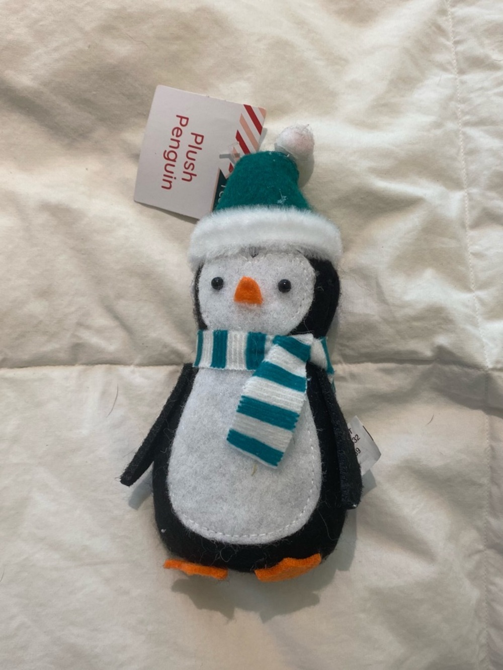 Plush Penguin Christmas Ornament